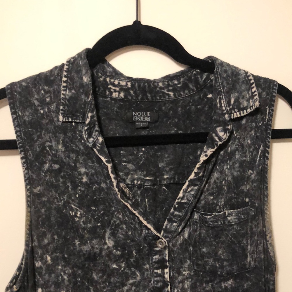 Acid Wash Women’s Button Tank